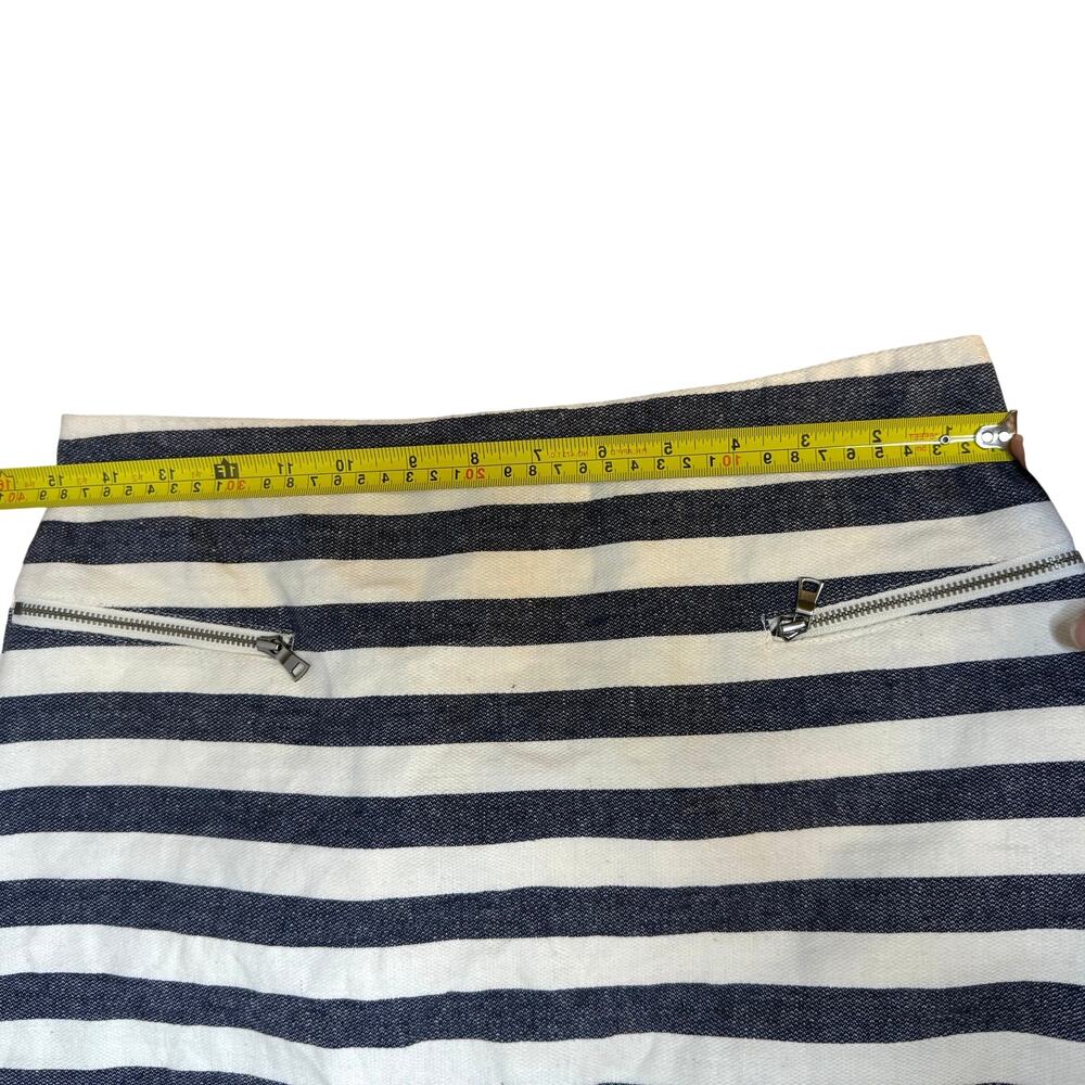 Ann Taylor Women's Size 4 Navy White Striped Linen Blend Pencil Skirt Zip - Picture 3 of 8